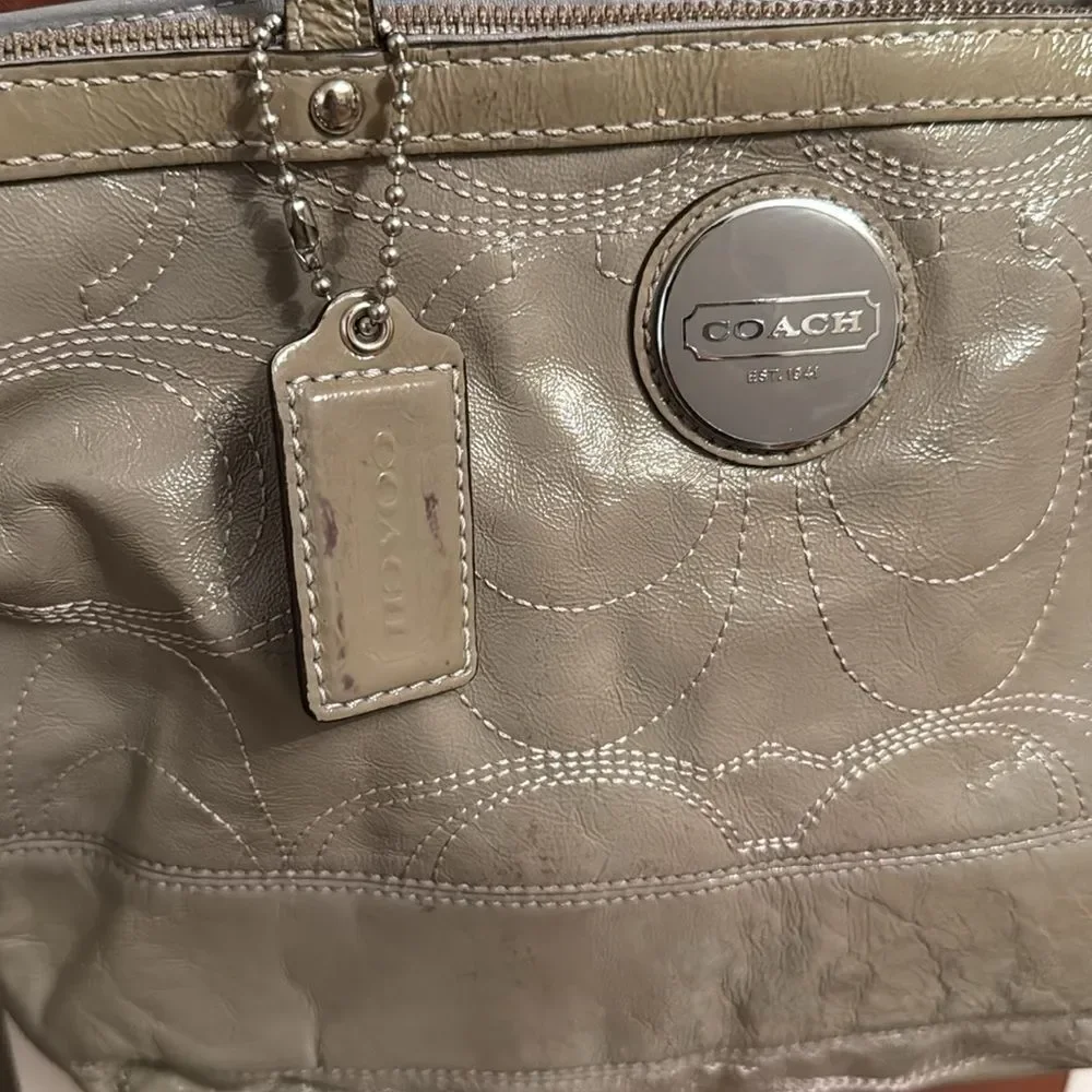 Coach Taupe Patent Leather Purse